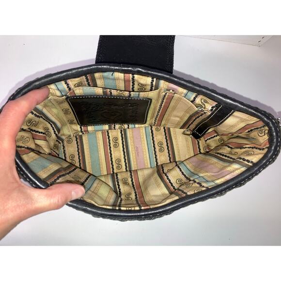 BRIGHTON SMALL BLACK, BROWN STRAW SHOULDER BAG - Picture 11 of 14